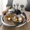 Thickened Round Fruit Plate Dining Plate Equipped with Anti Slip Pad Tray Tea Tray Service Disk Thickened Stainless Steel Plate