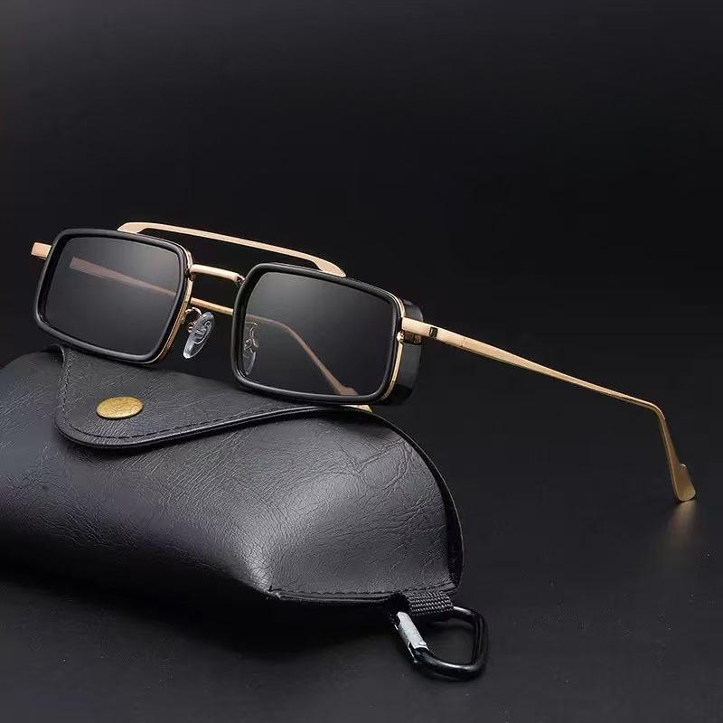 Fashion Square Frame Metal Double Bridge Myopia Sunglasses for Men Punk Style Outdoor Driving Specialized Outdoor Travel Eyewear