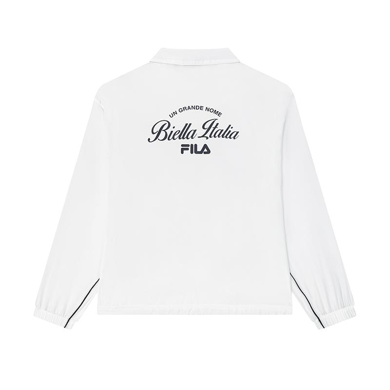 Fila Lifestyle Original Versatile Casual Polo Zip Long Sleeve Shirt Women Shirts Cloud-Mushroom-White F11W529704F-WT