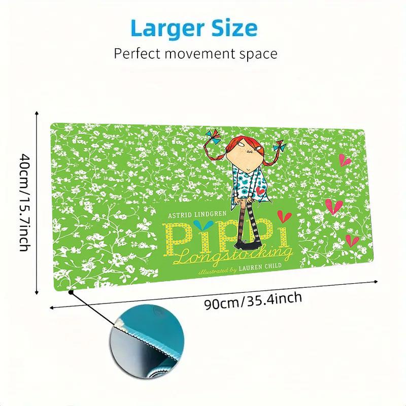 Pippi Longstocking Large Size Mouse Pad Large Gaming Table Cushion Non-slip Laptop Tablet Big Mousepad XXL Mat Mini PC Playmat With Lock Edge