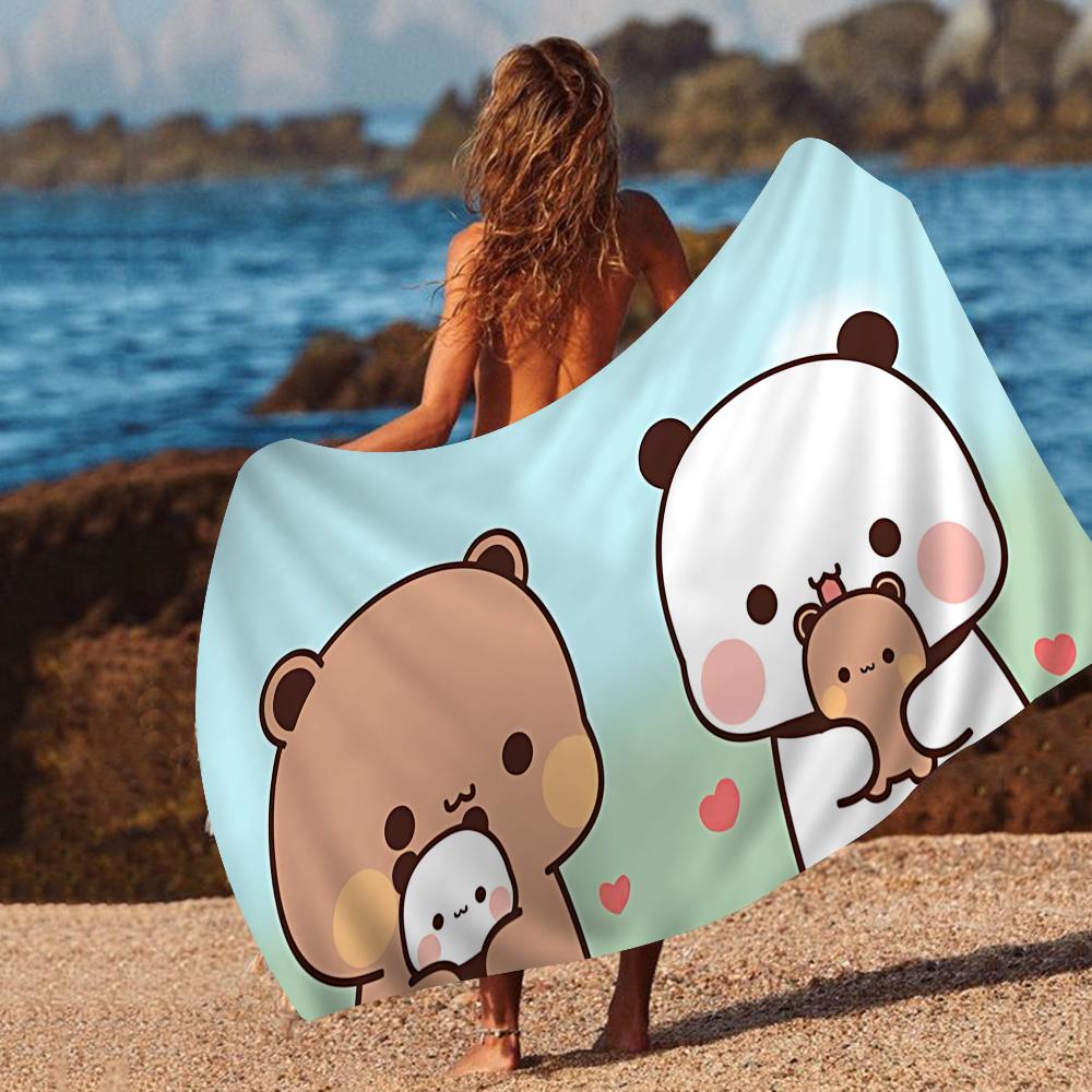 1pc Bubu And Dudu Beach Towel Cartoon Cute Summer Kids Large Bath Pool Beach Towel Microfiber Absorbent For Swimming Travel