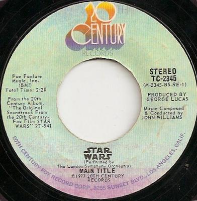 Disco de 7 polegadas ORQUESTRA SINFÔNICA DE LONDRES - Star Wars (Título Principal) TC2345 Século XX Re 1977 US Jazz Usado