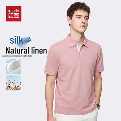 Hodo Men's Linen & Mulberry Silk Blend Polo Shirt
