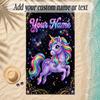 Unicorn Theme Soft Beach Towel Personalized Custom Name Text Towel Portable for Beach Pool Travel