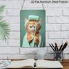 2D Flat Orange Tabby Cat Brushing Teeth Metal Sign - Funny Bathroom Wall Decor Durable Aluminum Material Bathroom & Powder Room Wall, Kids' Bathroom