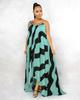 H153 Europäisches Sexy Damen Maxikleid mit unregelmäßigem Print und Spaghettiträgern
