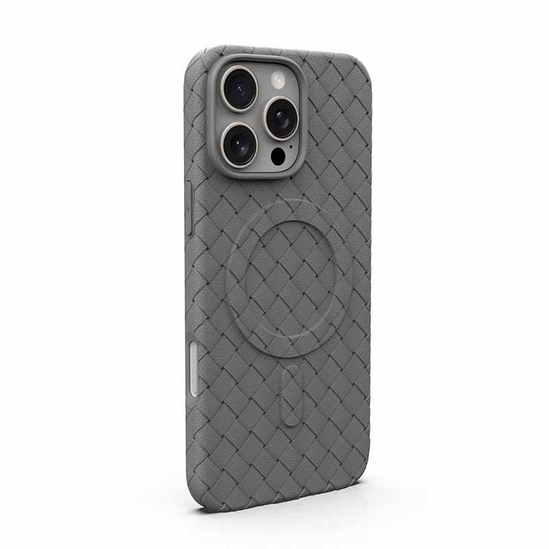 Für Magsafe Magnetic Wireless Charge Case für iPhone 16 15 14 12 13 Pro Max Atmungsaktive Kühlung Woven Grid Weiche Silikonabdeckung