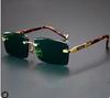 Square Rimless Sunglasses Lightweight Metal Frame UV Protection Lens Fashion Eyewear for Outdoor Activities and Daily Use