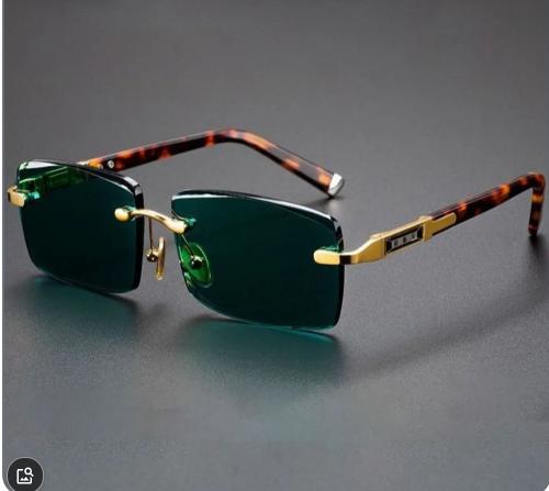 Square Rimless Sunglasses Lightweight Metal Frame UV Protection Lens Fashion Eyewear for Outdoor Activities and Daily Use