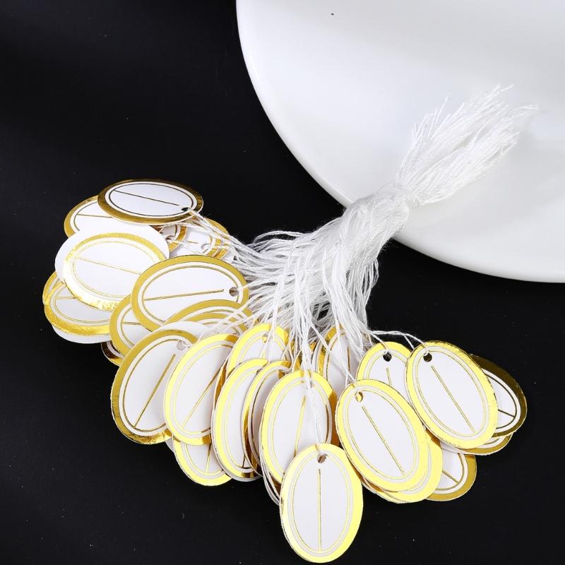 500Pcs Oval Price Labels for Jewelry Display Sturdy Paper Hanging Cards with Pre Punched Holes