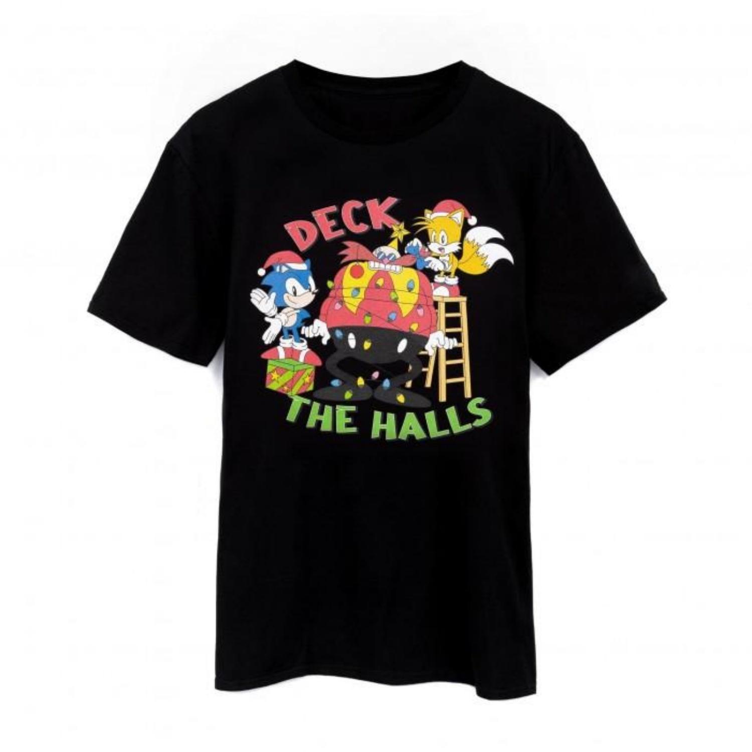 Sonic The Hedgehog Mens Deck The Halls Christmas T-Shirt S чёрный