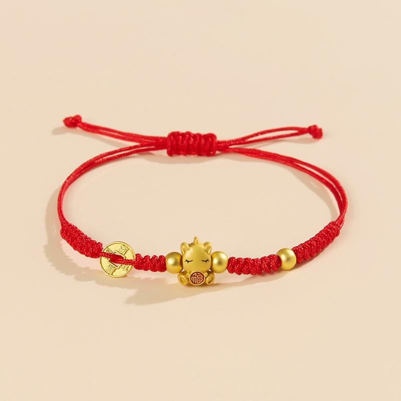 Chinese Style 2026 Horse Year Zodiac Bracelet For Women Men Lucky Hand-Woven Red Rope Bracelet New Year Jewelry Party Gift