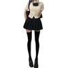 Stylish JK Uniform: Women's Slim Fit Short Sleeve Top & Black Pleated Skirt Set