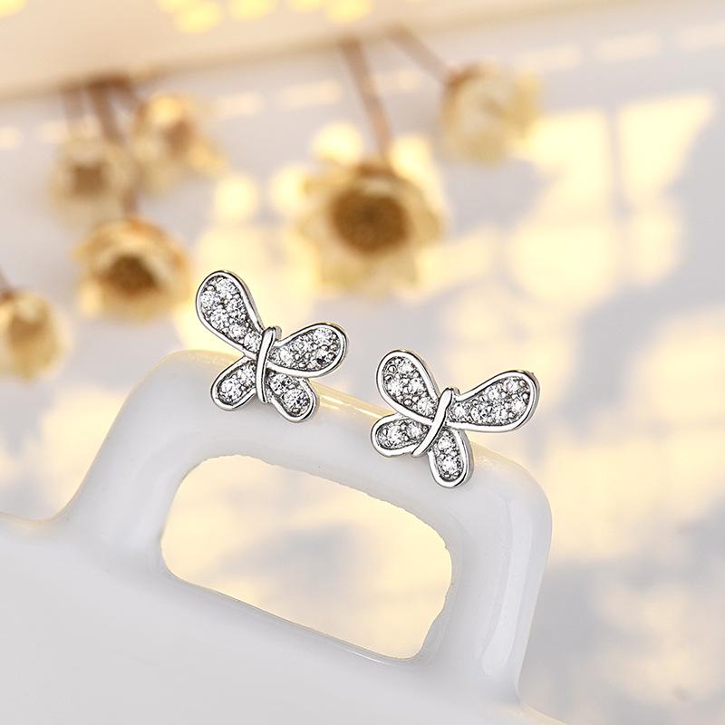 New 925 Sterling Silver High Quality Zircon Stud Earrings for Women Exquisite Student Girlfriend Jewelry Accessories Wedding