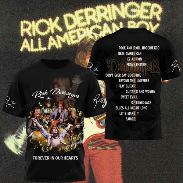 Rick Derringer forever in our hearts black T-shirt Unisex All sizes XZ935 Unisex T-Shirt M