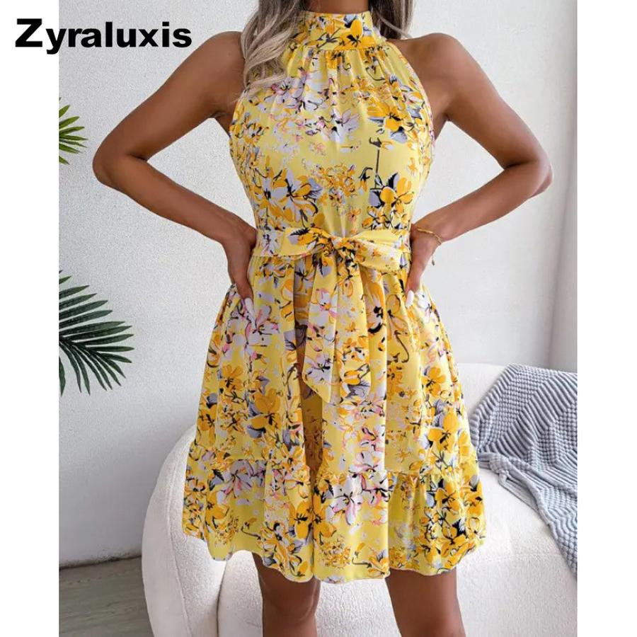 New Summer Floral Wrap Dress for Women S жёлтый