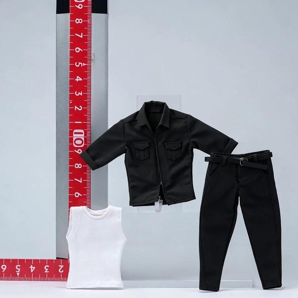 Oshhni 1/12 Scale Figure Costume Set Work Shirt Model for 6-Inch Miniature Figures Black