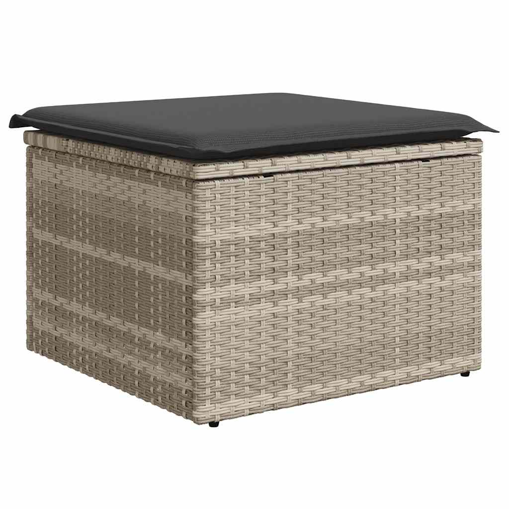 Vidaxl 9-Cz. Garden Furniture Set, Cushions, Light Grey Poly Rattan