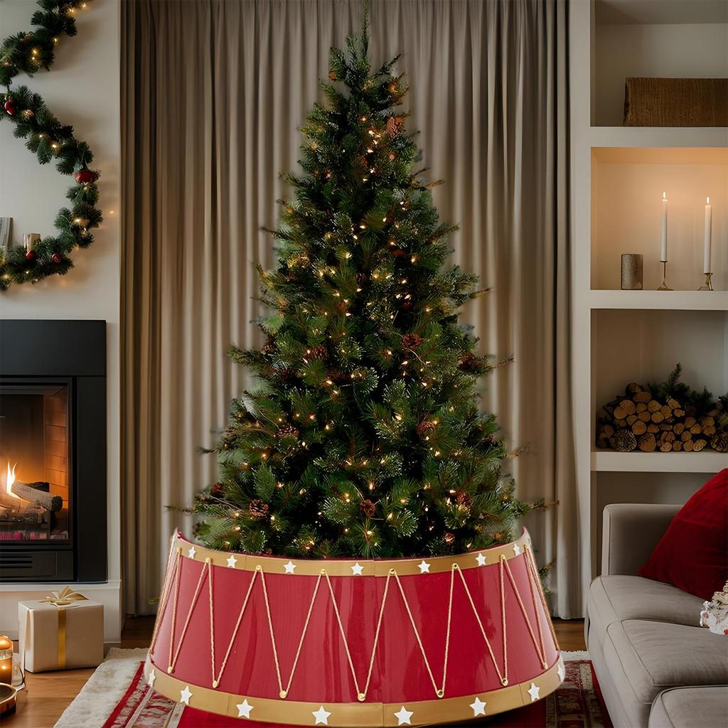 Tree Collar 65cm Artificial Christmas Tree Ring Basket Skirt Home Decor For Indoor Outdoor Living Room Fireplace Porch Patio