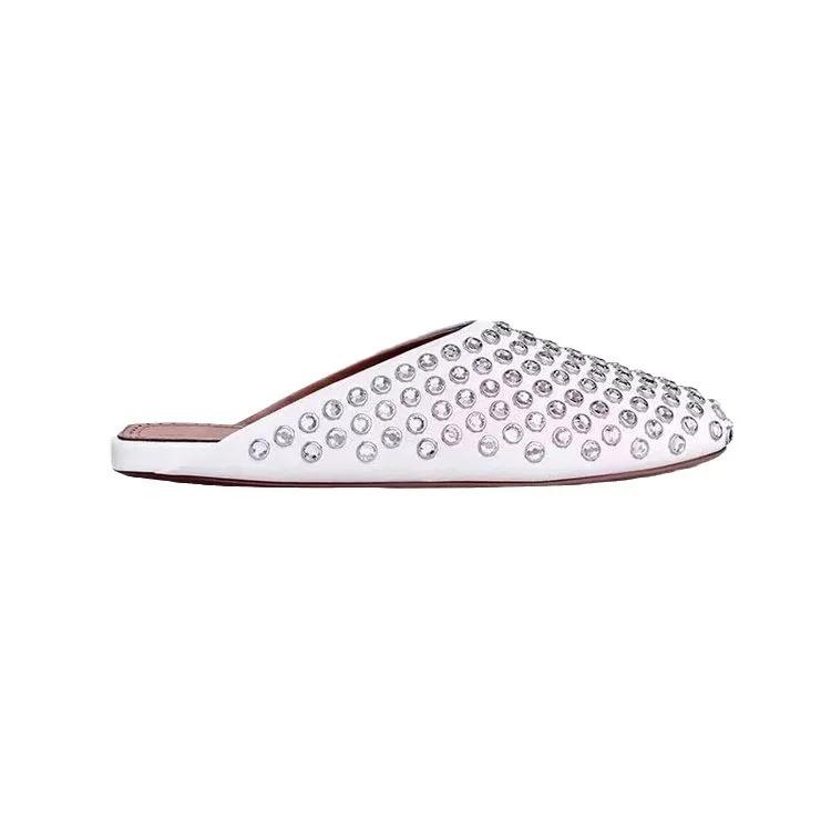 2024 New Water Diamond Rivet Baotou Cold Slippers for Women's Fashion Outdressing and Shopping Versatile Cold Slippers