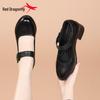 Red Dragonfly Women's Mary Jane Summer High Heels: Thick Sole Leather Casual Shoes