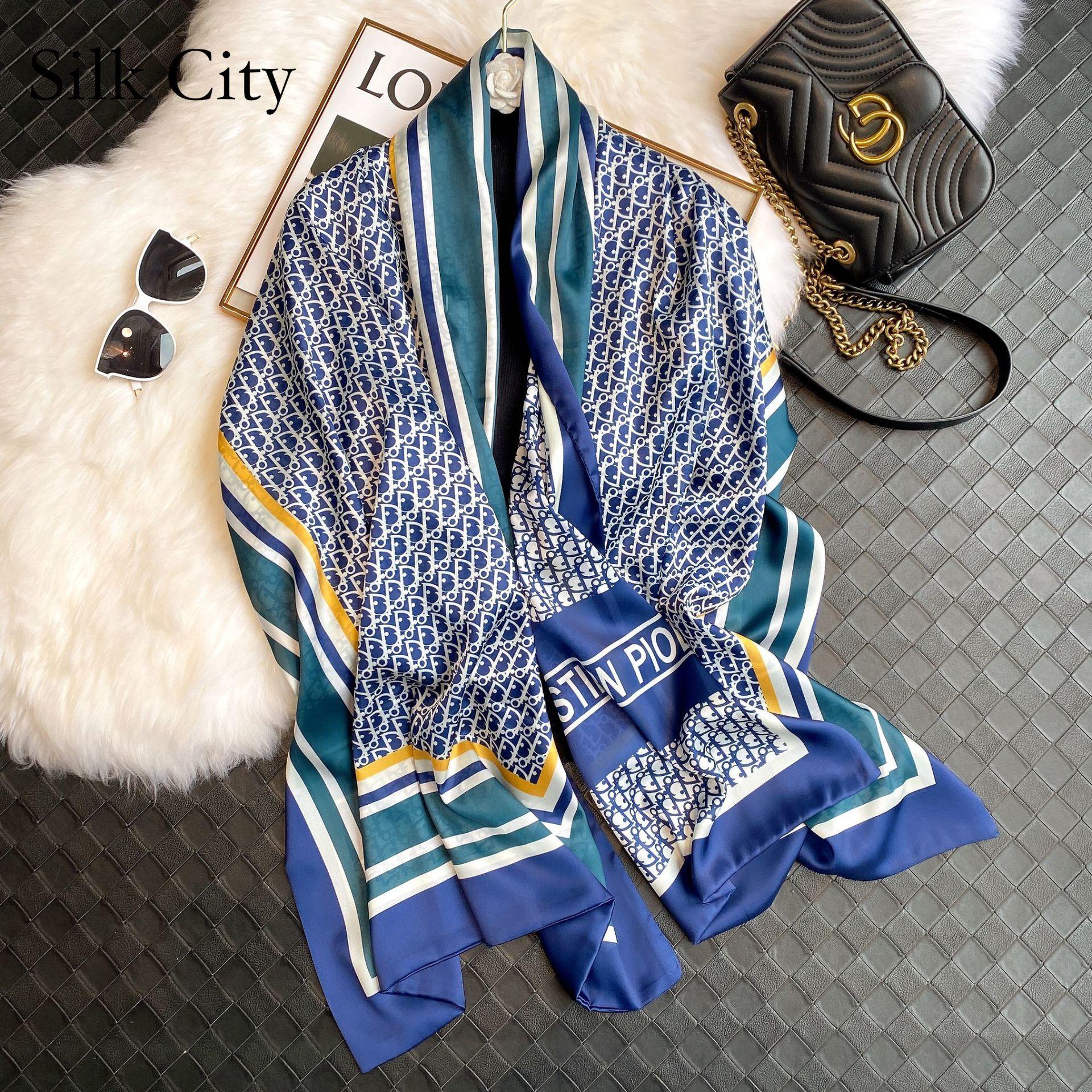 

Высококачественные роскошные шелковые шарфы, повязка на голову, шарфы, шейный шарф для женщин, цепочка, шелковый шарф, женская декоративная шаль