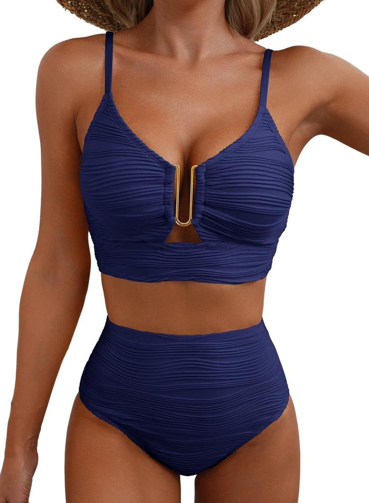1Set Solid-color sexy gathered bikini swimsuit for women for beach wear