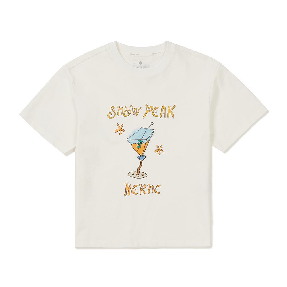 [Snowpeak] [Snow Peak X Hersi] Women's Semi-Crop Short-Sleeve T-Shirt Off White (S25MWFTS59)