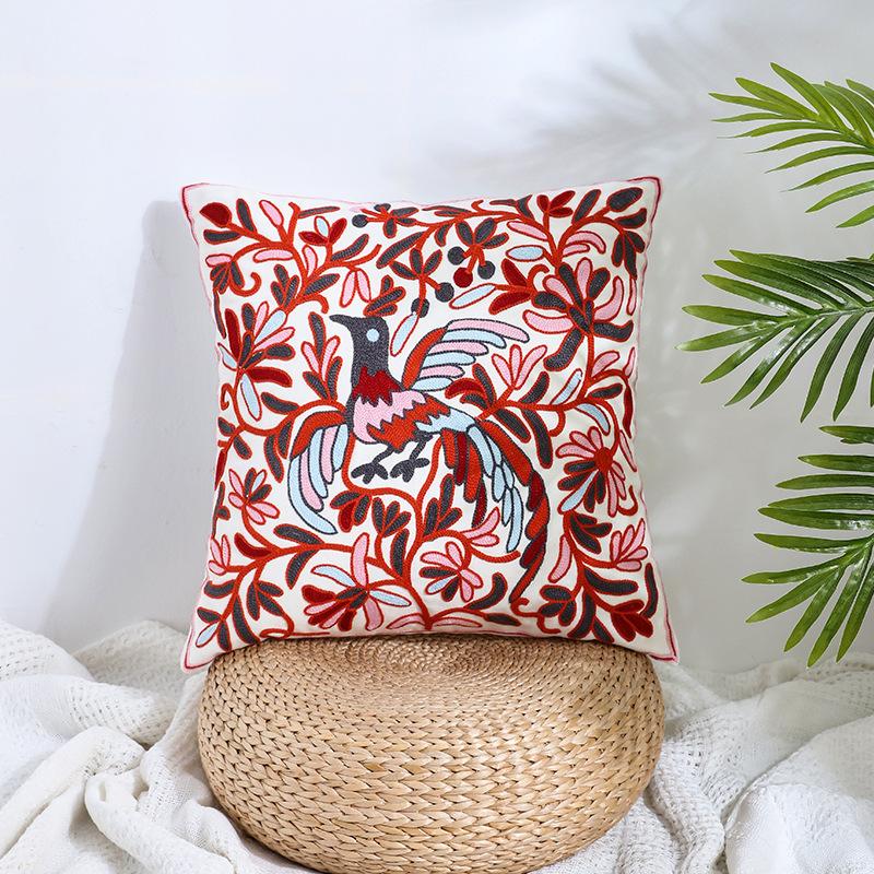 Ins Floral Embroidery Pillow Case Living Room Sofa Decoration Flower Bedroom Bedside Pillow
