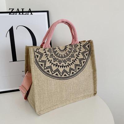 Casual Leinen Griff Taschen Weibliche Große Kapazität Schulter Taschen Hohe Qualität Handtasche Totes Sommer Strand Taschen
