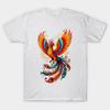 Men Black Print T-shirt Majestic Phoenix Rising Mythical Fire Bird Artwork No-Cut Transfer Paper Print Cotton Tshirt