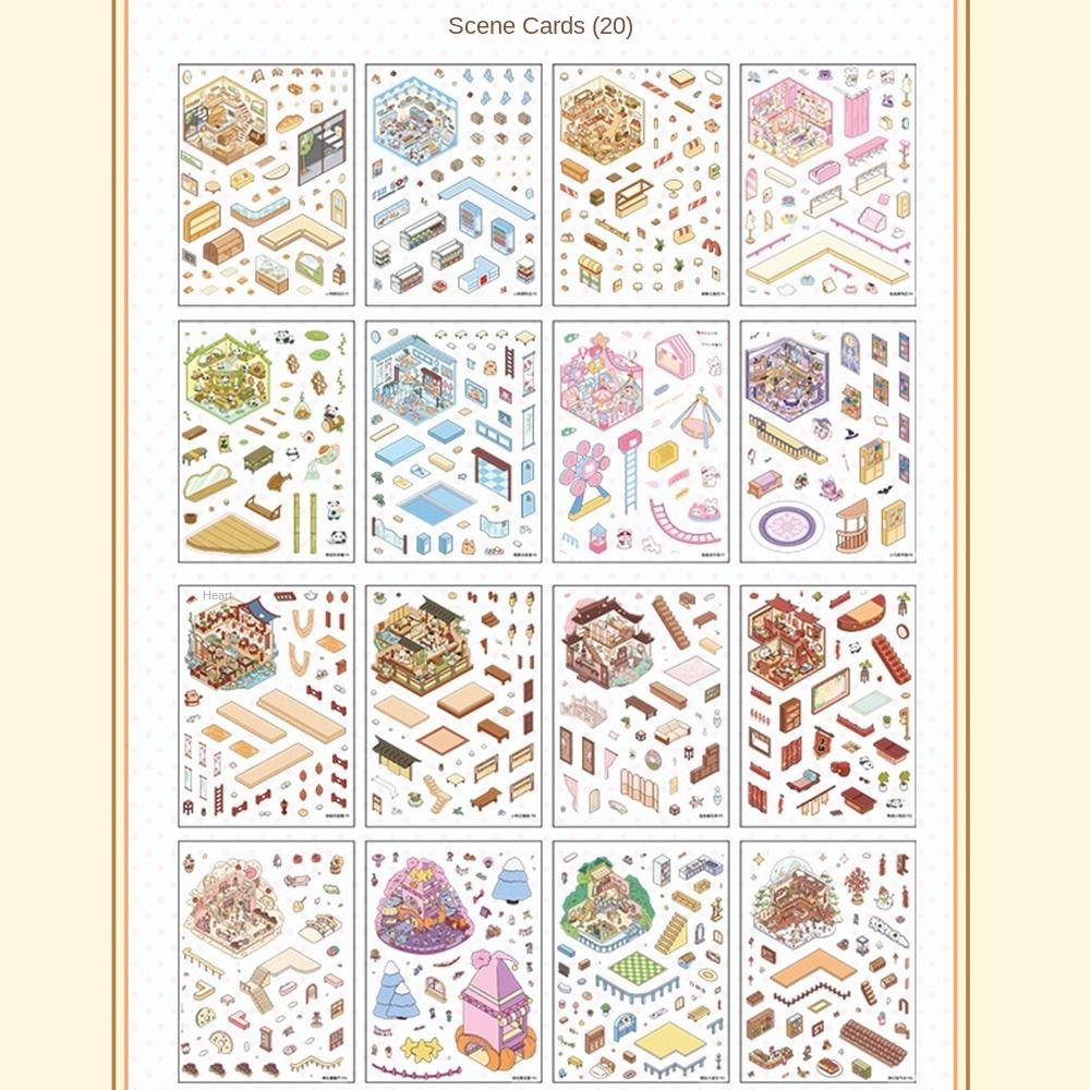 Cartoon Landscape Sticker Book Capybara Cabin Scene Decorative Decals Card Lover