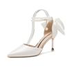 Fashion New Women Thin Heel Hollow Sandals Woman Pearl Butterfly Pointed Toe High Heels Womens Shoe Wedding Shoes