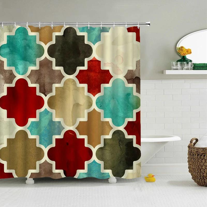 Colorful Modern Shower Curtain 3d Bathroom Curtain With Hooks Decorative Partition Screen 180*240 Polyester Washable Cloth