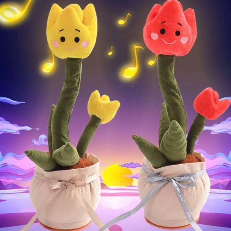Flower Plush Singing Toy With Dancing Talking Repeating Tulip Multifunctional