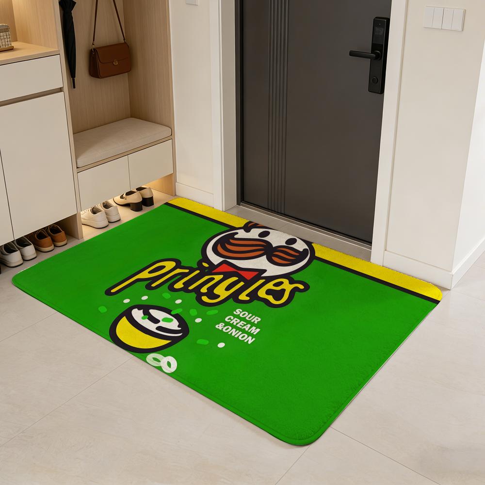 snack P-Pringles Floor Mat Flannel Door Mat Non-Slip Absorbent Washable Indoor Home Rug