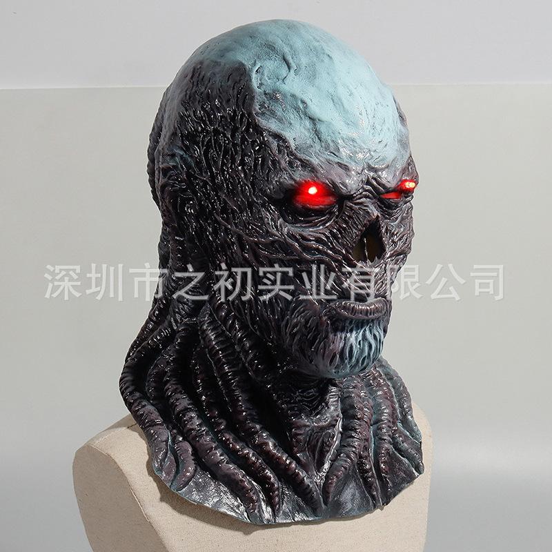 Stranger things4vecna Vikna Latex Gloeiend Mask Hoofddeksel Halloween Horrorfeest Attributen