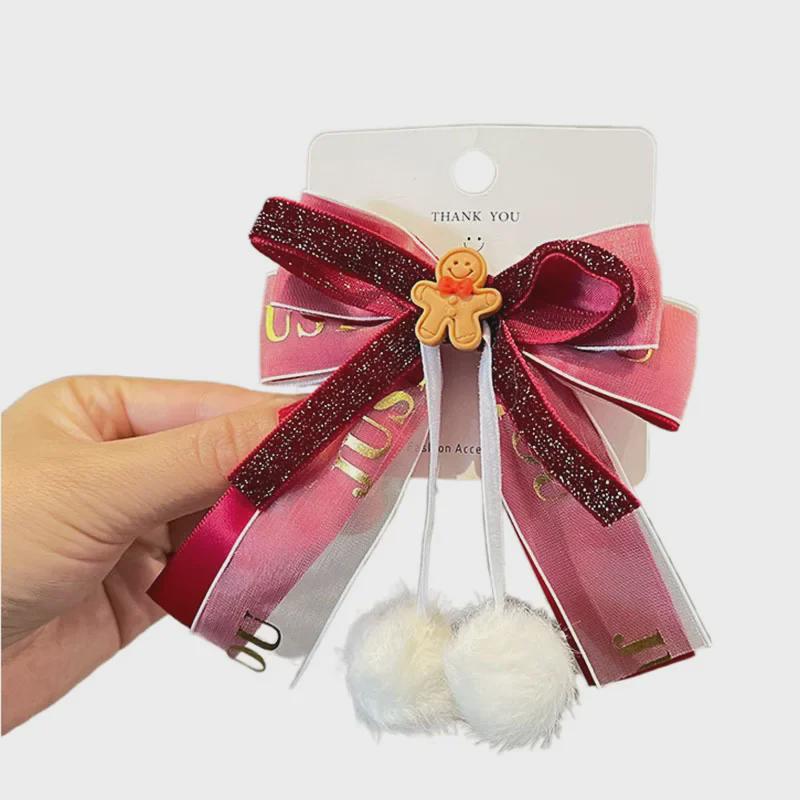 Korean Double-Layer Bow Bell Hairpin - Christmas Princess Hair Accessory for Girls