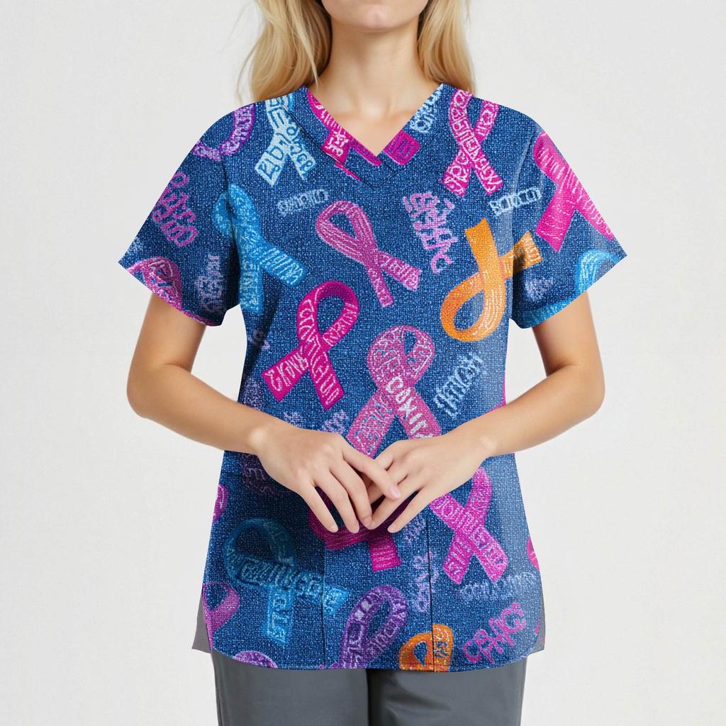 Salopette Femme Mode Col V Manches Courtes Avec Poches Hauts Imprimés Vêtements