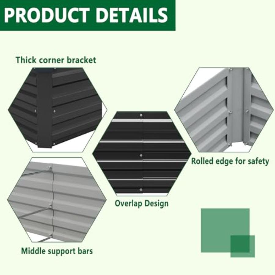 2 Pack 6x3x1FT Galvanized Raised Garden Bed Kit Outdoor Metal Planter Box for Vegetables Bottomless Rectangular Gardening Bed w