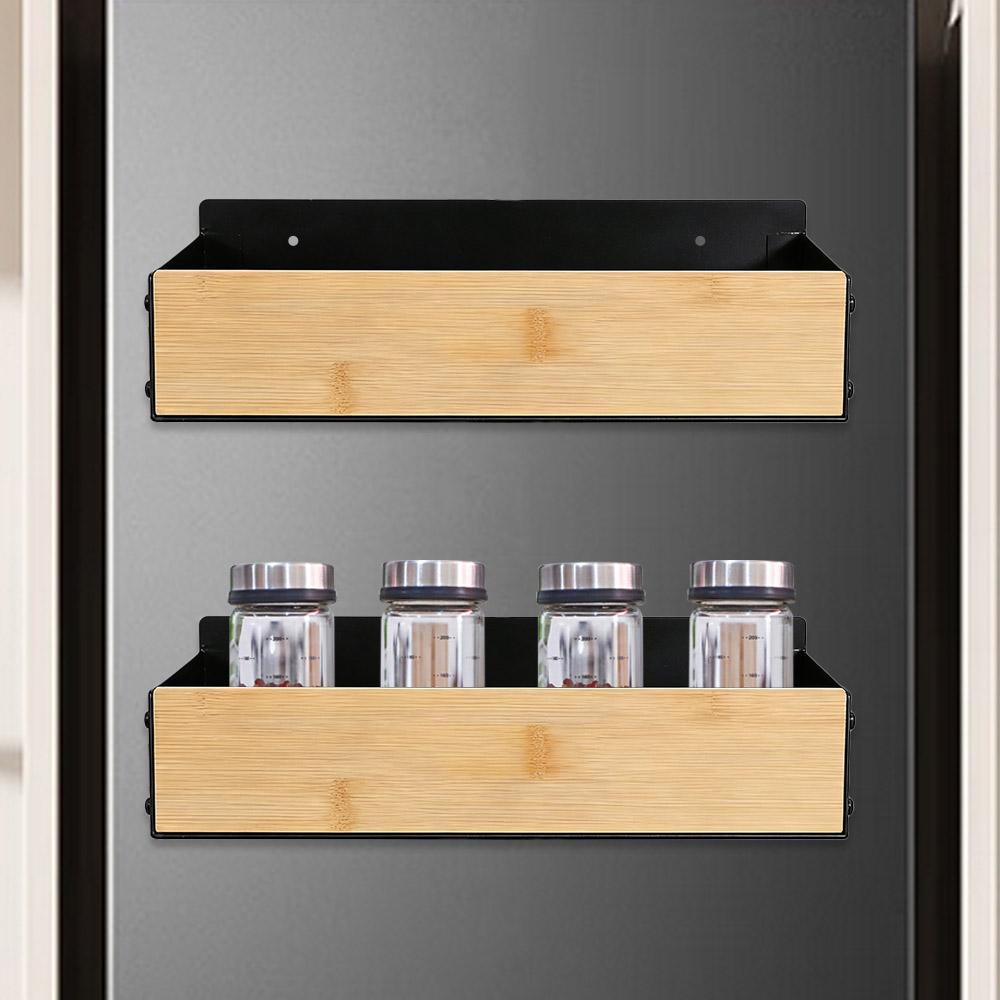 Wall Mounted Condimenters Spice Rack No Punching Large Capacity Spice Storage Rack Carbon Steel Sturdy Kitchen Organizer Shelf