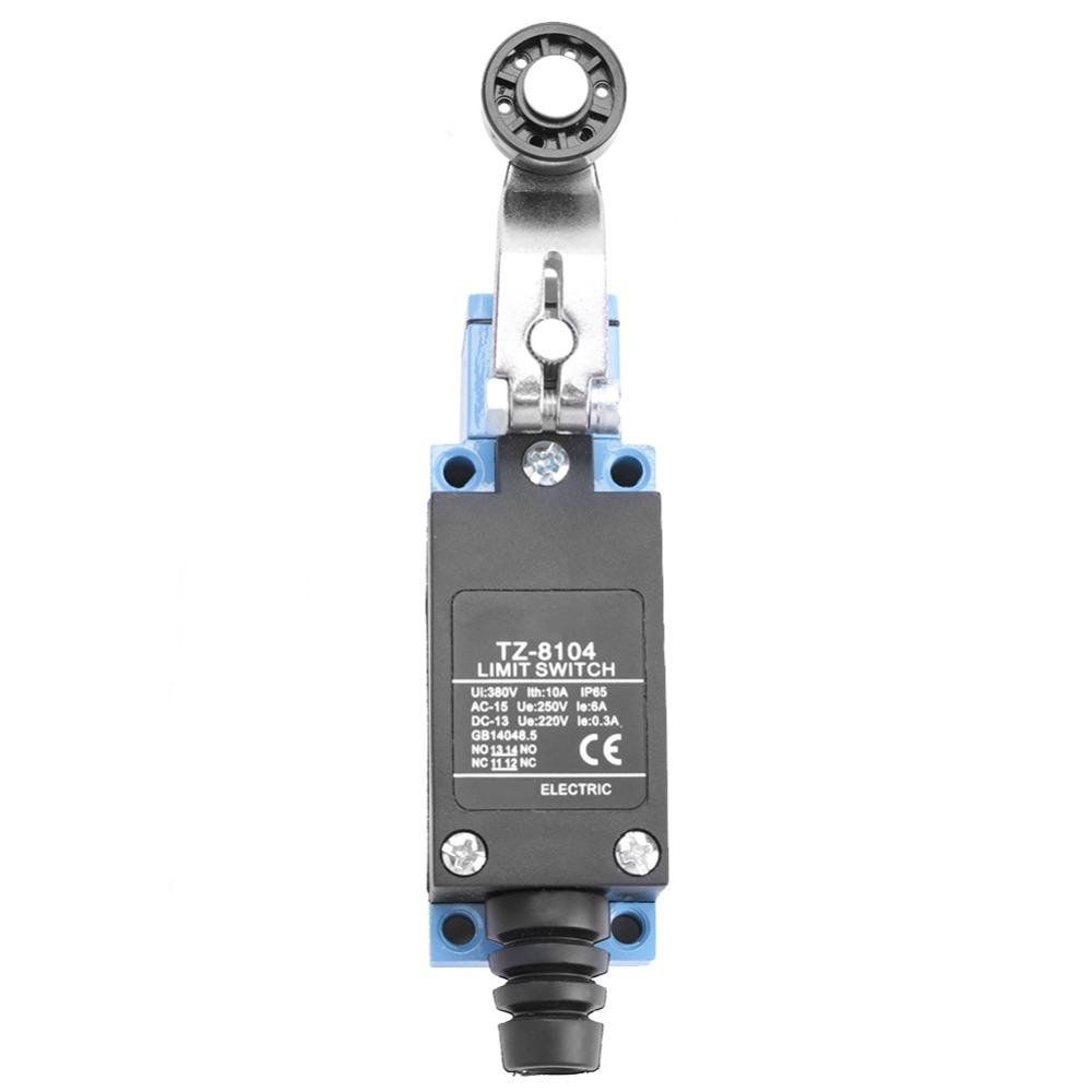 TZ-8104 Momentary Limit Switch 6A 250V 1NC+1NO Roller Lever Switch Roller Lever Arm with Screws Enclosed Actuator Automation