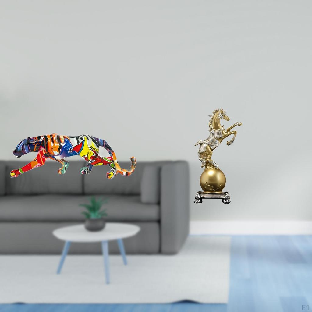 Horse Statue Sculpture Animal Craft Figurine Walking Ornament for Decoration Bookshelf Indoor Home