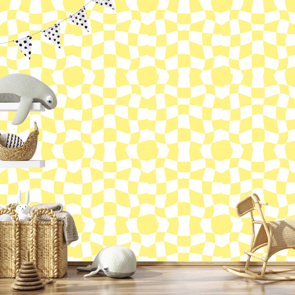 Casual Checkerboard Cream Wallpaper for Living Room and Bedroom 50x1000