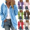 Women Hooded Sherpa Zip Up Jacket Solid Color Casual Loose Long Sleeve Fleece Coat Winter Warm Outwear