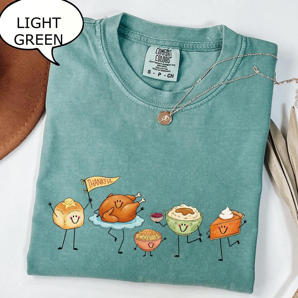 Comfort Colors® Thanksgiving Doodle T-Shirt, Happy Thankful Shirt, Pie Coffee Turkey Food Shirt