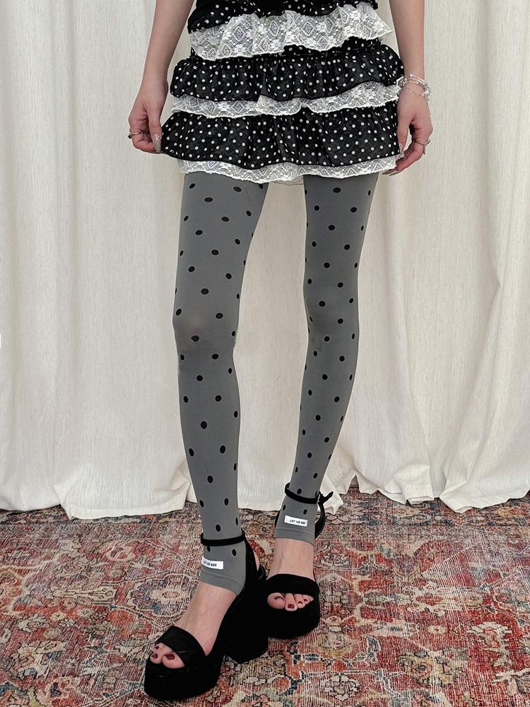 Vintage Dot Velvet Tights Women Basic Fashion Nylon Footless Pantyhose 2026 Spring Streetwear Stocking For Y2K Style