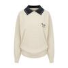 SELLY'S Collar Contrast Puppy Embroidery Knit_I6D-Ckn013