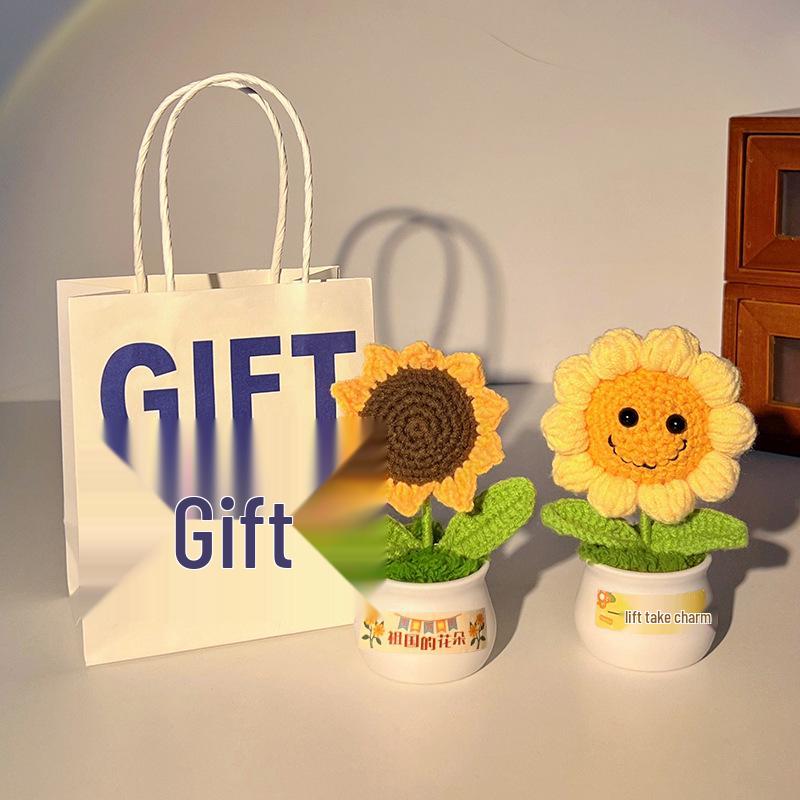 Handgefertigte Sonnenblumen-Schreibtischdekoration - Gewebtes Blumenstrauß-Geschenk für Schüler & Mädchen