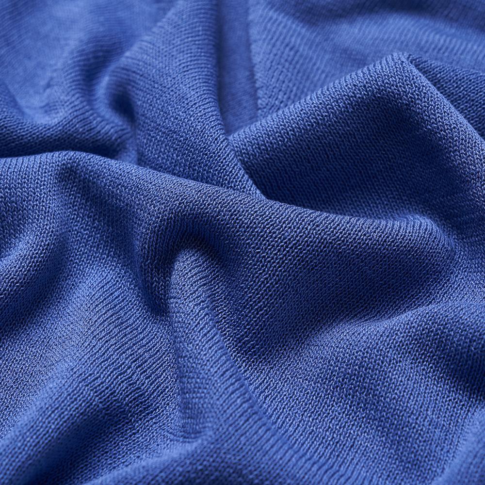 VERNO [Casual] Linen Like Short Sleeve Round Knit Blue